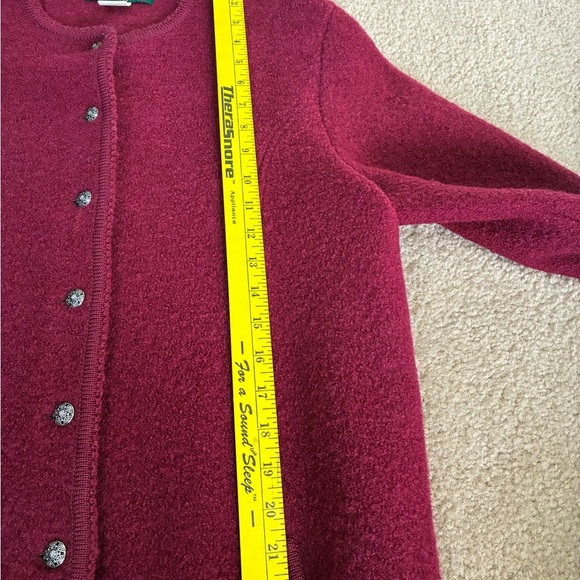 Vintage Orvis Womens Burgundy Cardigan/Jacket Button Up 100% Wool Size 10 - Picture 12 of 15